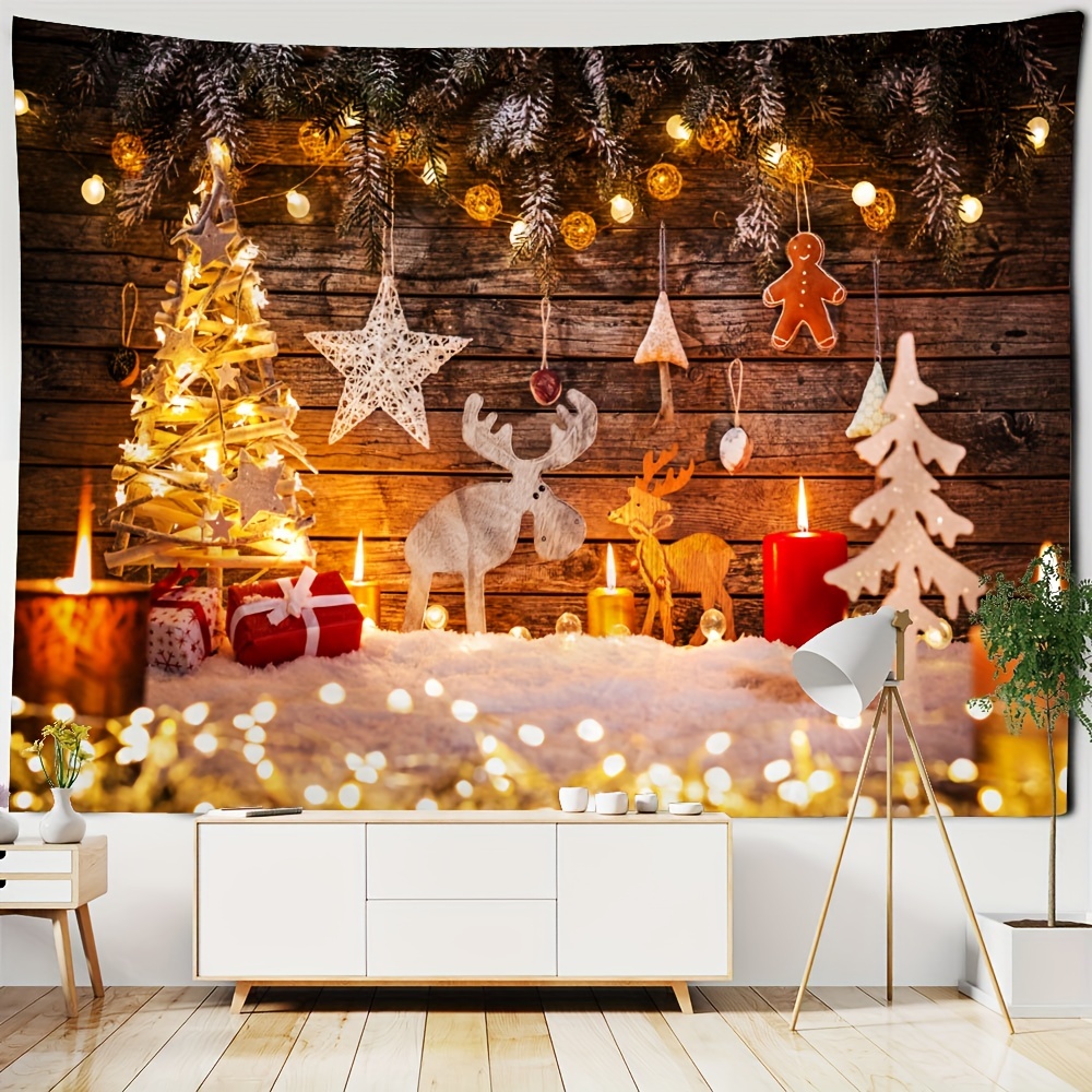 1pc Tapiz Decorativo Pared Navidad Nórdica Madera Tapiz - Temu Chile