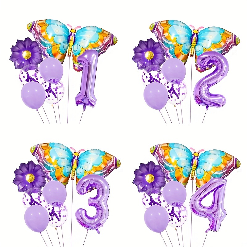 118pcs violet et argent papillon ballon zip fête d'anniversaire ensemble de  ballons - Temu France