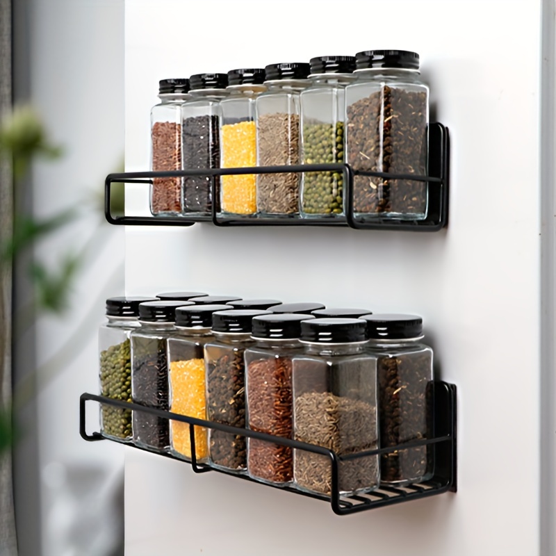 Set of 2 Large Space-Saving Wall Spice Rack Organizer for Spice Jars,  Seasonings