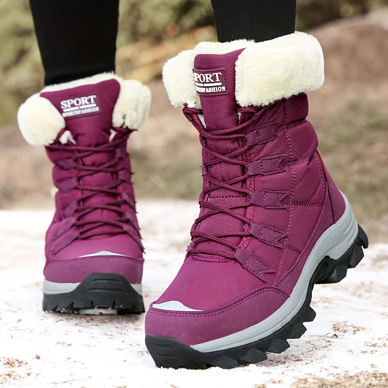 Winter Snow Boots For Men And Women, Thick Warm Fur Lined Waterproof Boots,  High-top Anti-slippery Large Size Shoes