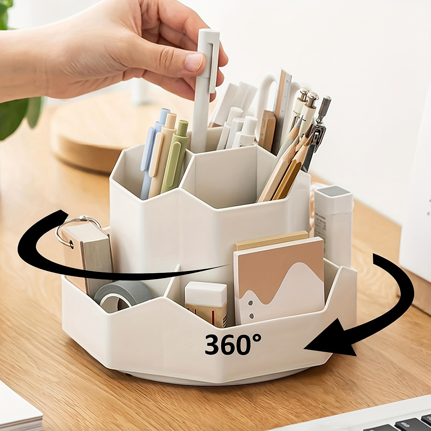Desktop Storage Organizer, Pen Pencil Card Holder Box Container For Desk,  Office Supplies, Vanity Table (White), Make Your Life More Organized