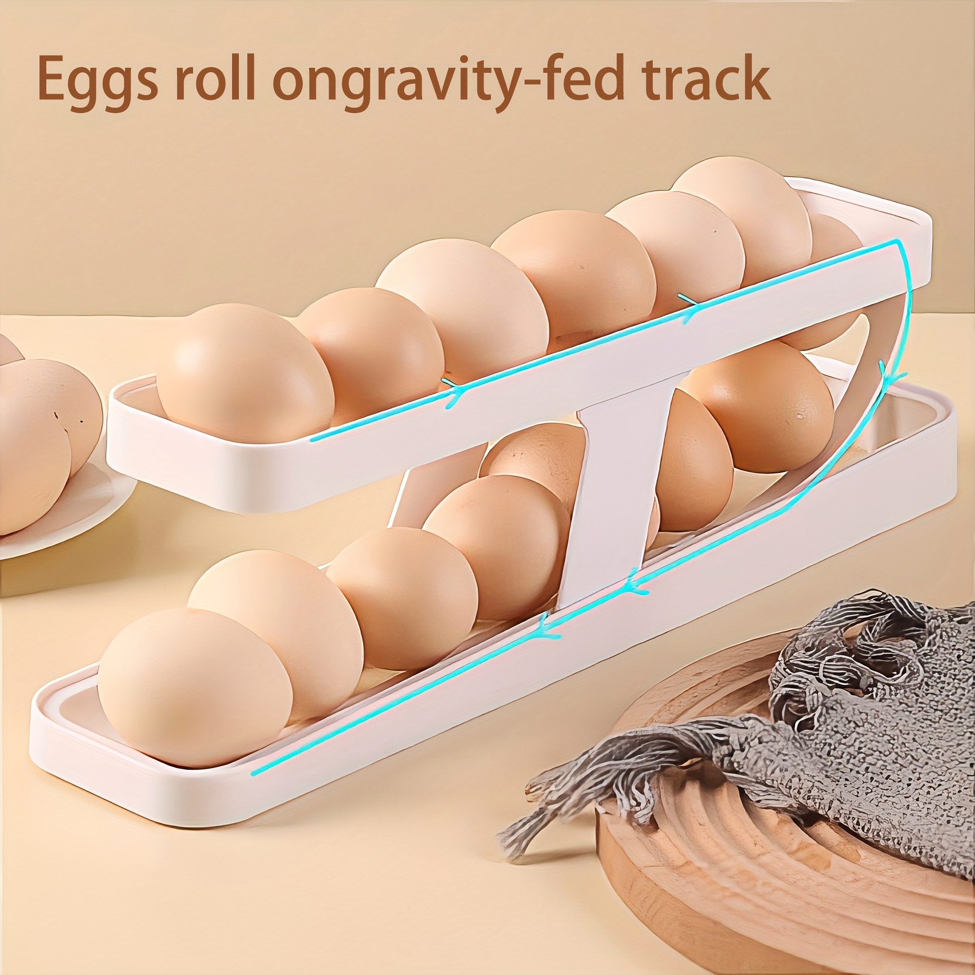 Egg Holder For Refrigerator Automatically Rolling Egg Storage Container 2  Tier
