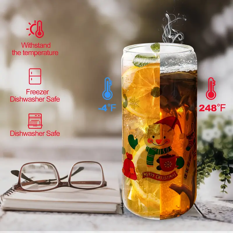 Christmas Drinking Glasses With Straws And Decorative Stickers, Can Shaped  Water Cup, Large Iced Coffee Cup, For Beer, Juice, Milk, Birthday Gifts,  Drinkware, Xmas Gifts - Temu