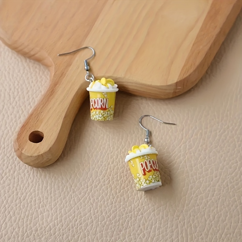 

1 Pair Of Cute Drop Earrings Popcorn Design Daily Outfits Party Accessories Creative And Cute Thing Suitable For Men And Women