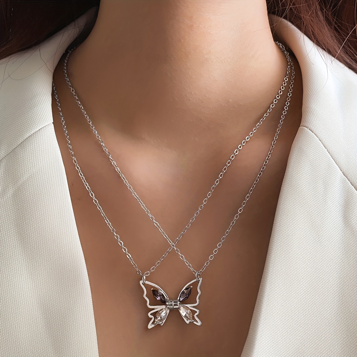 Hollow Butterfly Shoulder Chain Iced Shiny Rhinestone Bling - Temu
