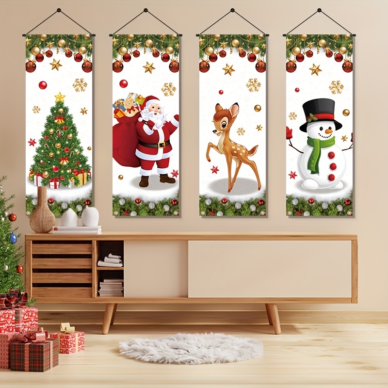 

Set, Winter Wall Hanging Decoration Merry Christmas Christmas Hanging Cloth Banner Home Decoration Christmas Supplies (deer Snowman Old Man Christmas Tree Style) Winter Outdoor Decoration