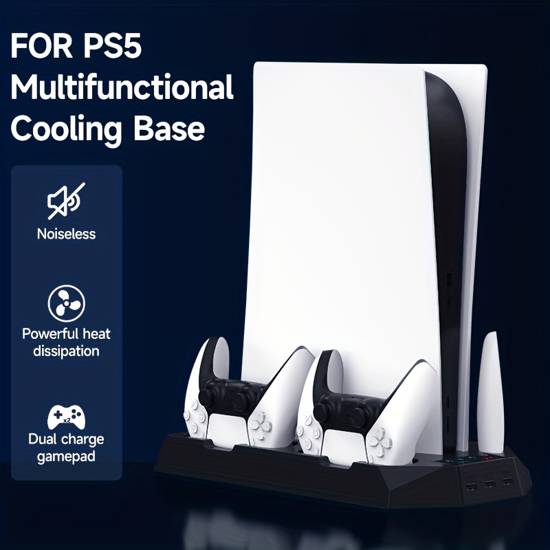 EUROA PS5 Slim Stand with Cooling Station and Controller Charging Station  for PS5 Slim Console Disc/Digital, for PS5 Accessories-Cooling Fan, RGB