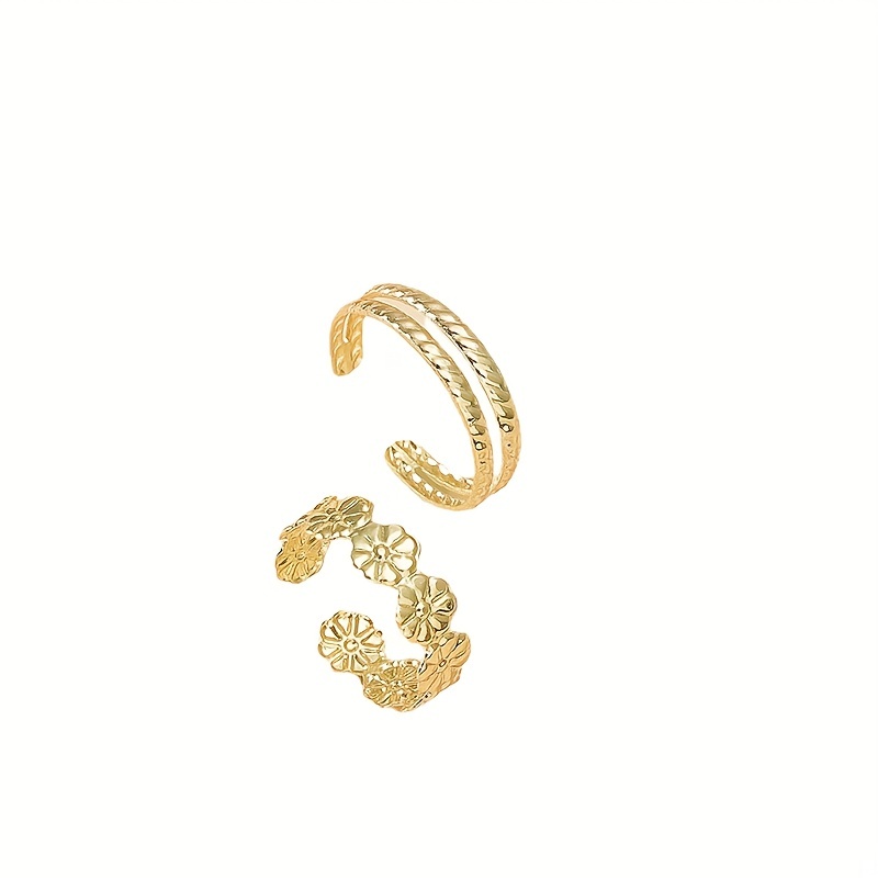 Summer Beach Flower Pattern Adjustable Toe Ring Set
