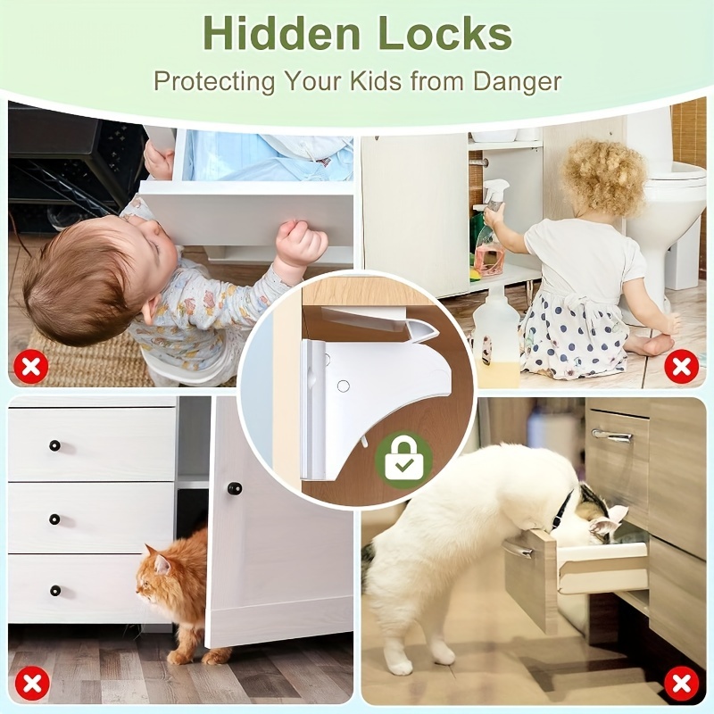 Locks for Cabinets Drawer Hidden DIY Lock - Battery Cabinet Lock