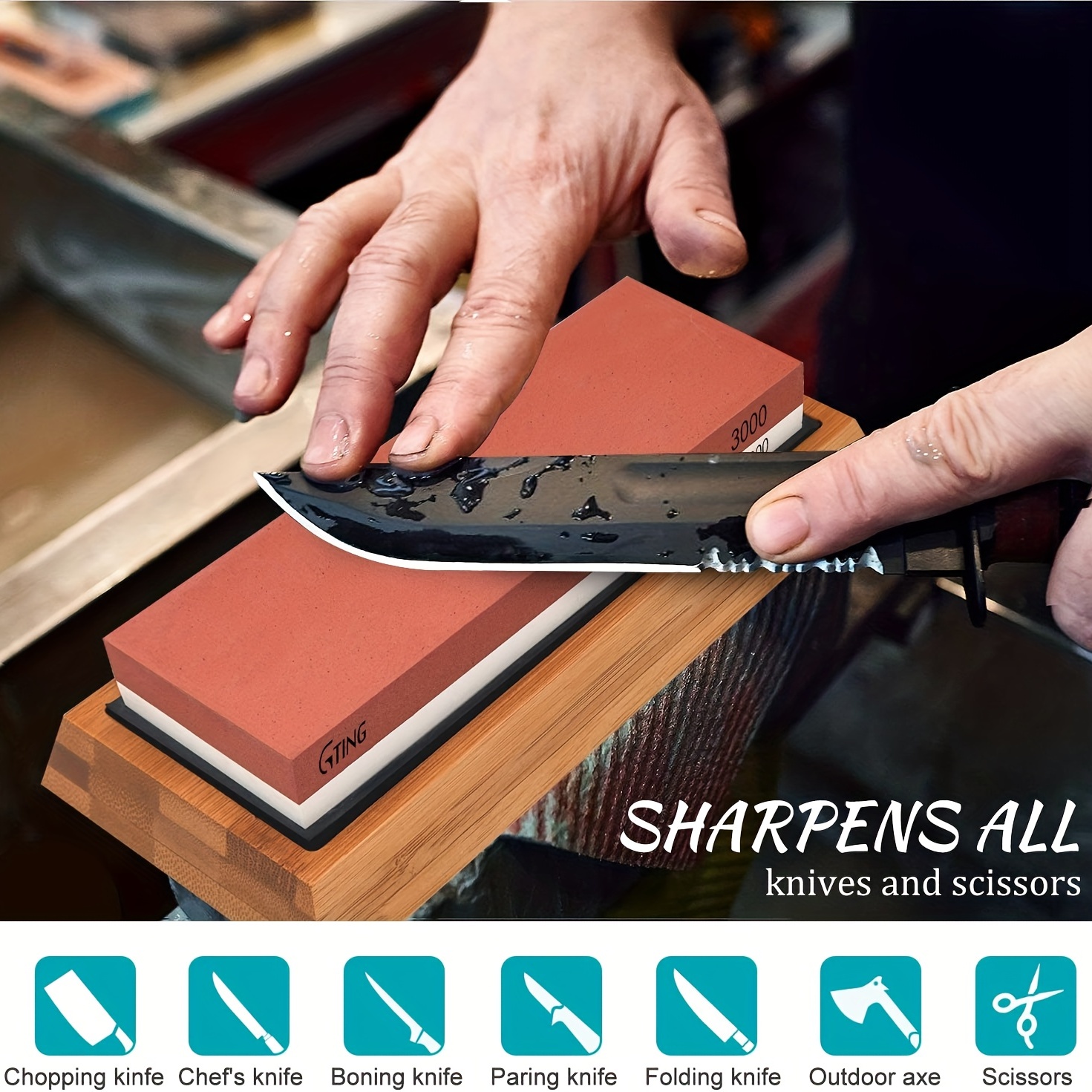 Sharpening Stone Whetstone Set, Knife Sharpening Stone Kit 4 Side Grit  400/1000 3000/8000, Professional Whetstone Knife Sharpener Includes Bamboo