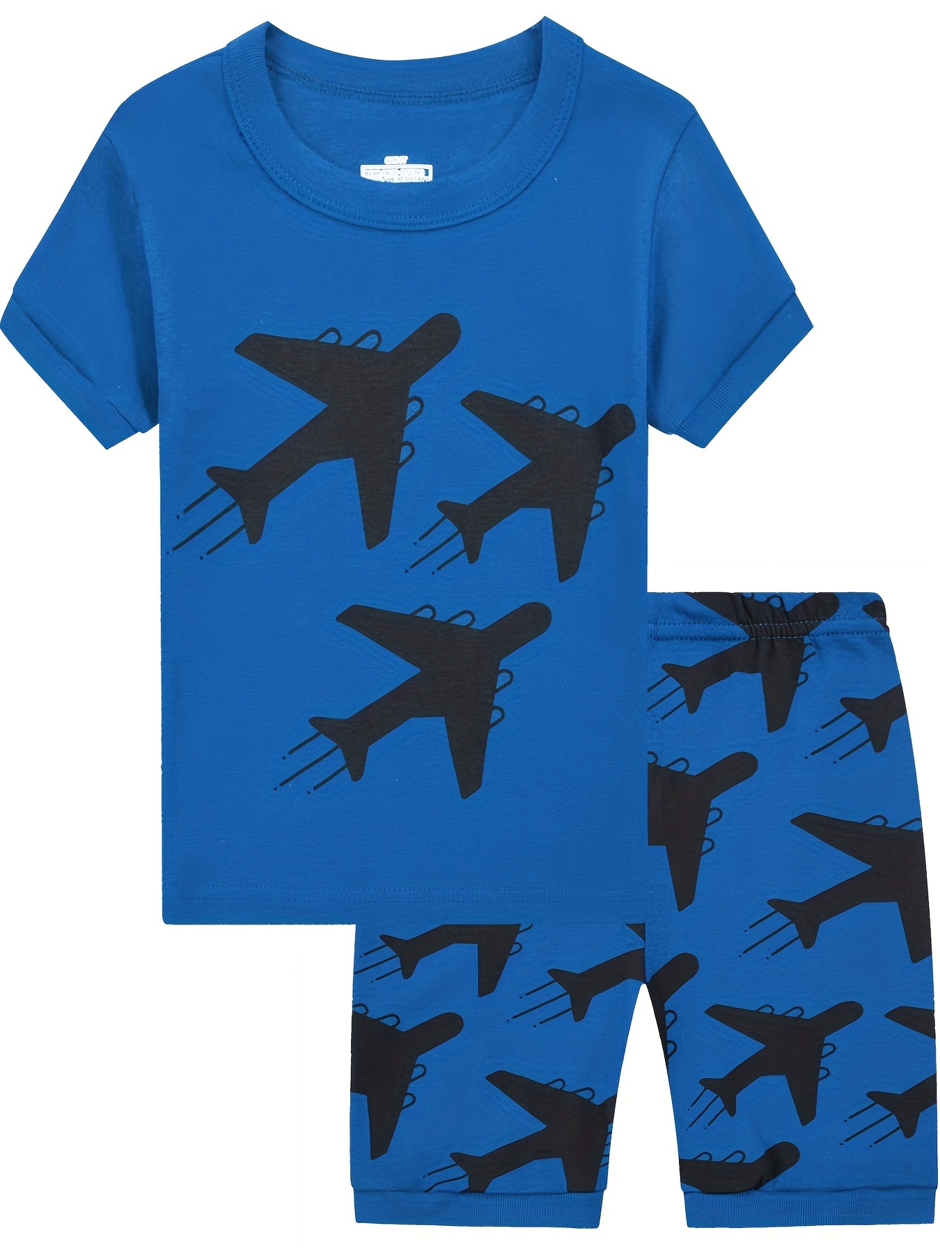 Navy Blue Printed Kids Cotton T Shirt