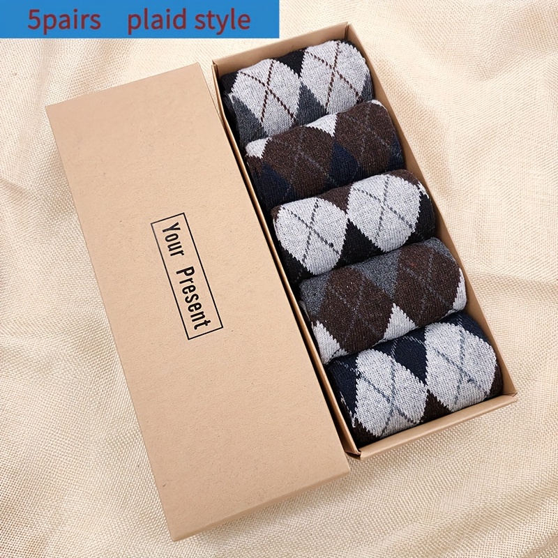 5 Pairs Men's Winter Warm Business Crew Socks