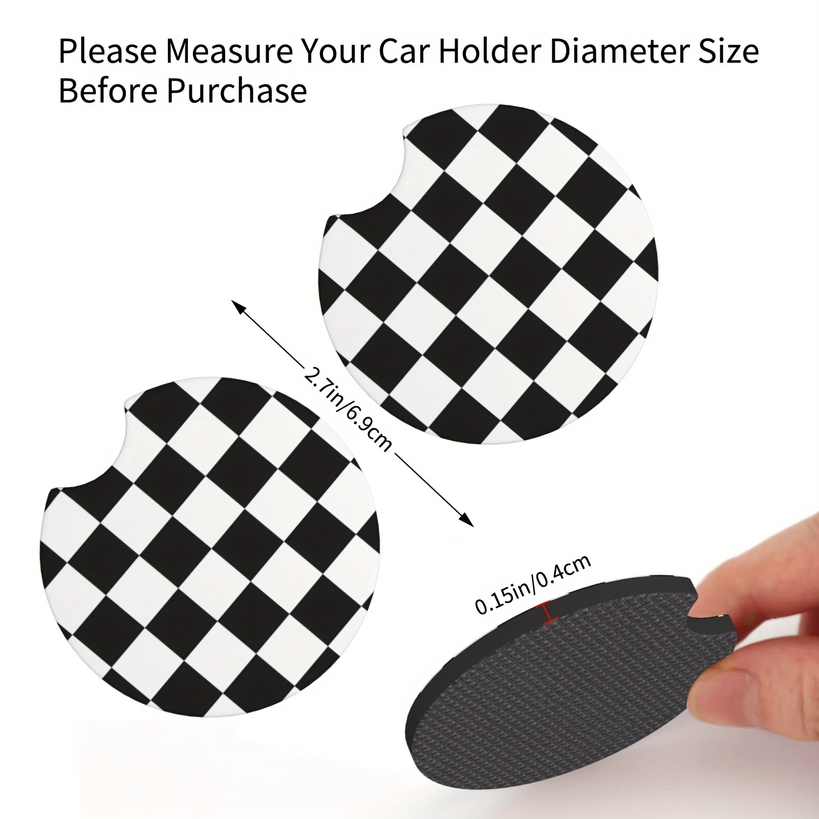 Car Coasters For Cup Holders Checkerboard Car Cup Mat Universal