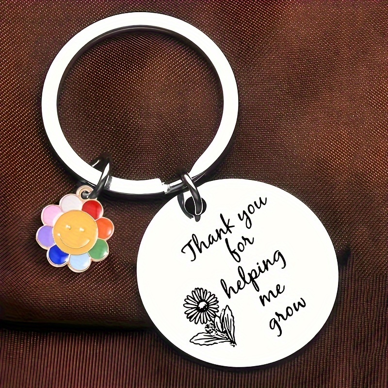 

Thank You For Helping Me Grow Teacher's Day Gift Keychain Stainless Steel Key Chain Ring Graduation Retirement Gift For Teachers