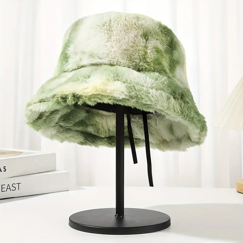 womens tie dye plush fleece bucket hat thick winter fisherman cap with gradient clouds design breathable non machine washable for autumn winter hats casual outdoor wear Product details 2