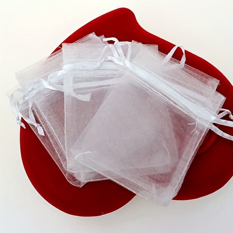 100pcs Random Solid Candy Bag Mesh Jewelry Storage Bags