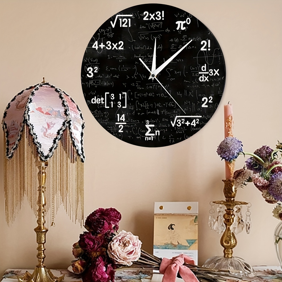 ofertas flash del dia Reloj de pared silencioso para mujer, diseño de  matemáticas, color negro, con diseño de pizarra, matemáticas, para el aula,  para la pared, para matemá : : Hogar y