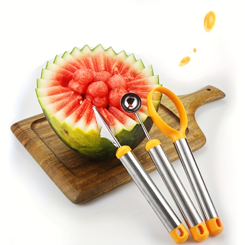 Melon Baller Scoop Set Professional 4 In 1 Stainless Steel Watermelon  Cutter Fruit Carving Tools Set