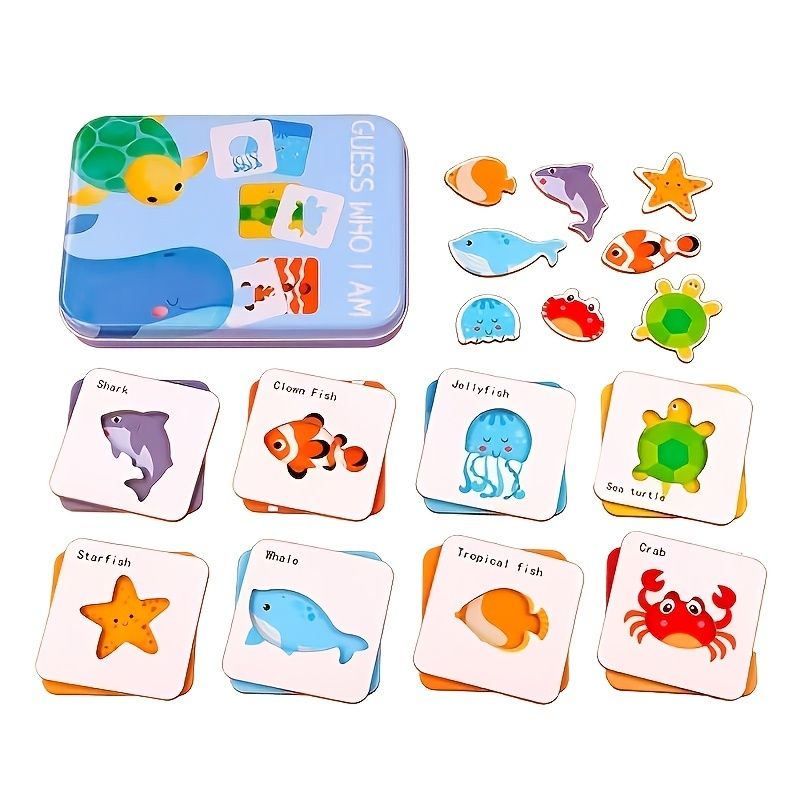 Puzzle Toys Children's Animal Cartoon Card Animal Matching Game Puzzle  Visual Word Flash Card Puzzle Learning Toys Before School Age Birthday  Easter New Year And Other Holiday Gifts - Toys & Games -
