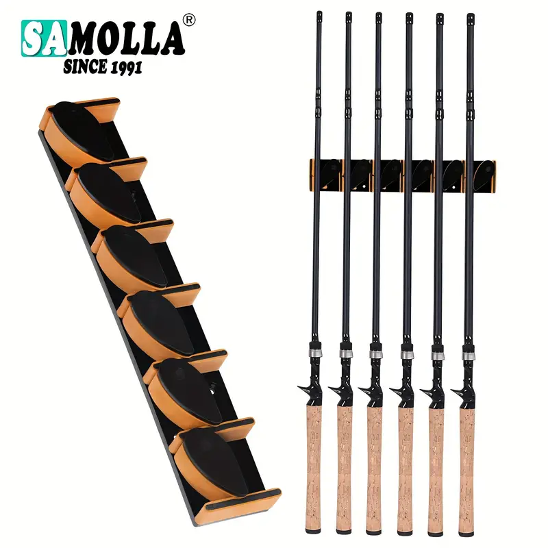 1pc Wall Mounted Fishing Rod Holder, Multifunctional Indoor Fishing Pole  Rack, Non-slip Wear-resistant Fishing Tackle Tools
