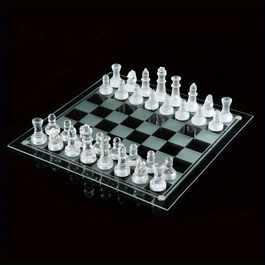 

200mm*200mm 7.87in Frosted Glass Set, Crystal Chess Desktop Puzzle Game Christmas Gift