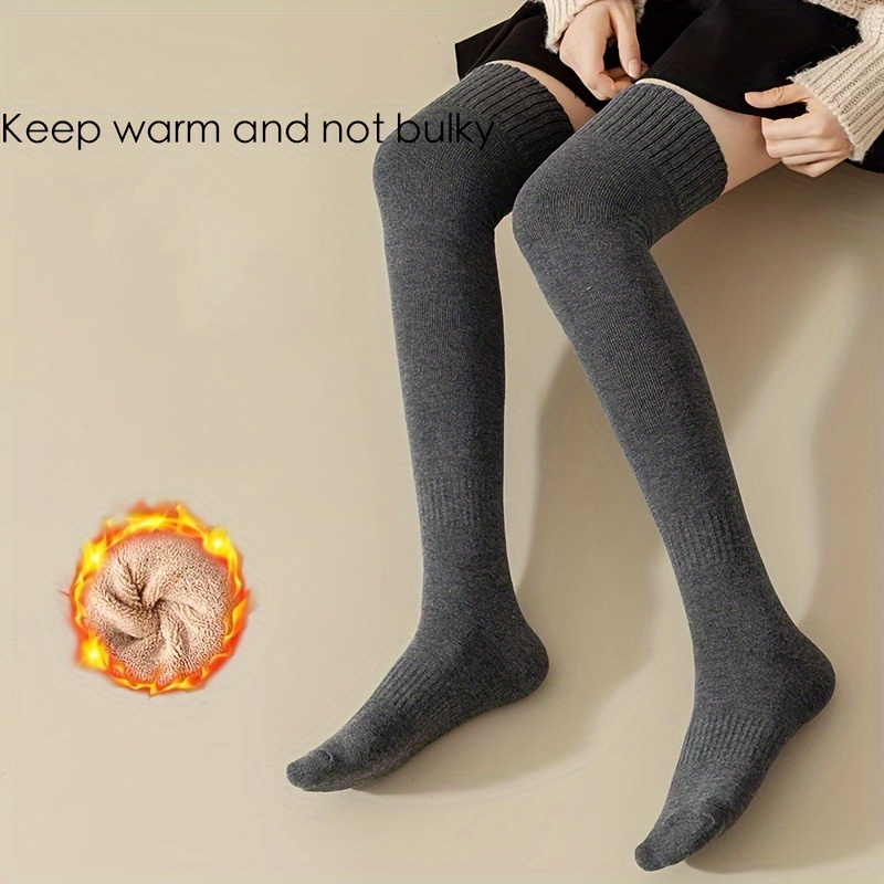 

1 Pair Thigh High Thermal Fall Winter Keep Warm Soft Comfortable Socks, Over The Knee Thicken Knitted School Travel Outdoor Sport Leg Warmers