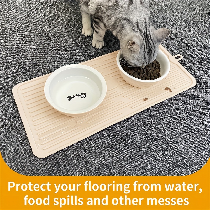 6 Pcs Cat Food Mat Silicone Pet Feeding Mat for Floor Non Slip Waterproof  Dog Food Mat for Food and Water Pet Cat Placemat Non Spill Pet Dish Tray  for