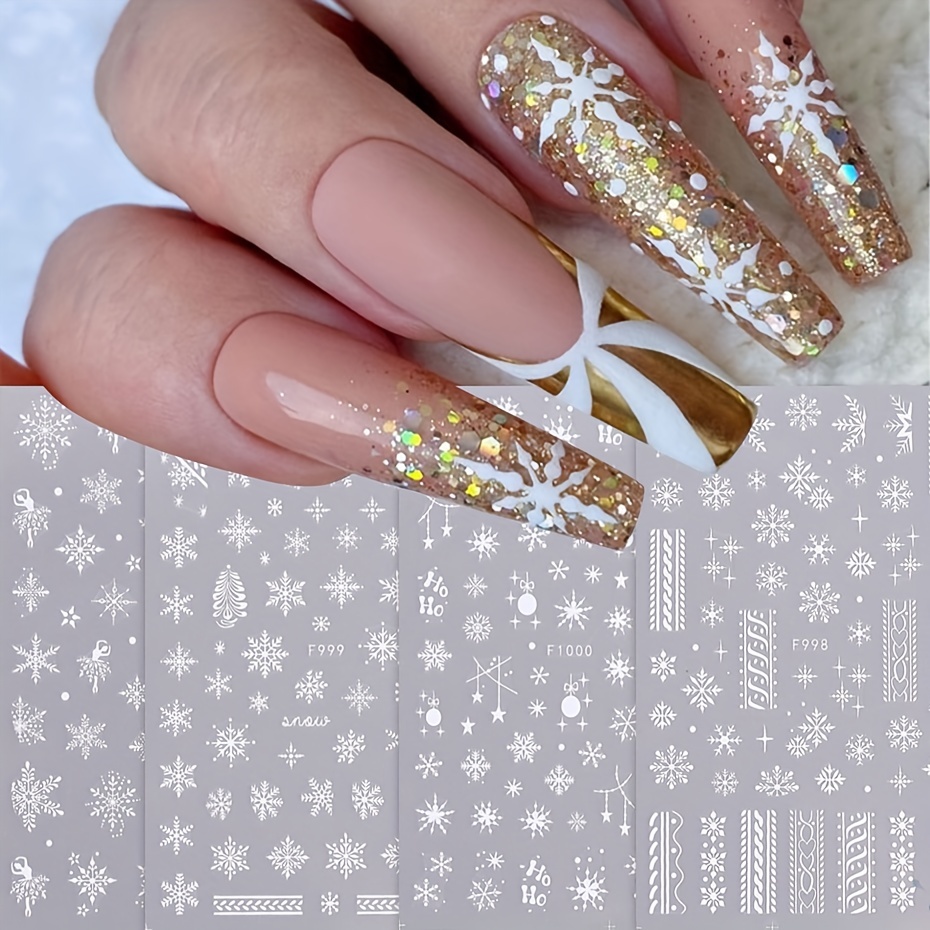 4 Pezzi Di Adesivi Per Nail Art Natalizi, Fiocco Di Neve 3D, Sciarpa  Invernale, Design A Treccia, Decalcomanie Per Nail Art, Forniture Per Nail  Art