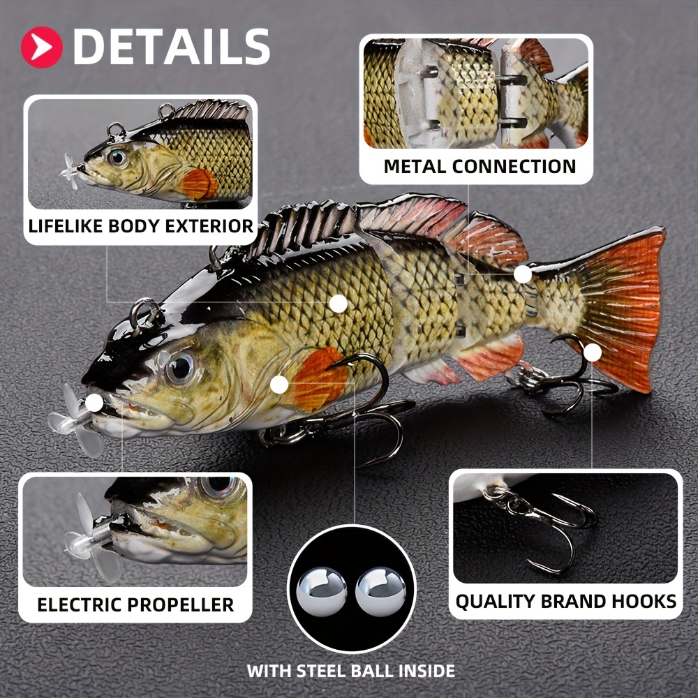 8.8 Animated Lure Salt Water, Self-Swimming Fishing Bait, USB  Rechargeable, Real-Life Skin and Swim Mimic