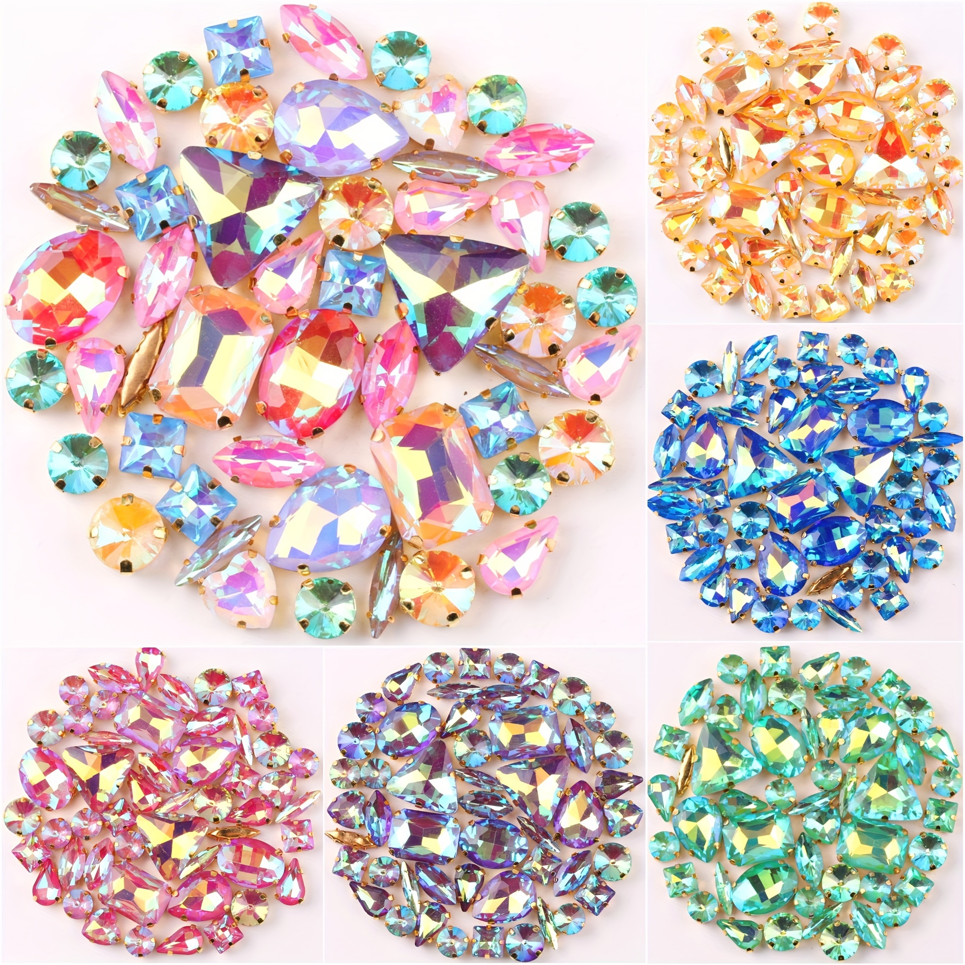 4300PCs Mixed Size Flatback Rhinestones, Non Hotfix Round Crystal Gems  Glass Stone Beads for Face Nail Art Clothes Shoes Bags Bling Embellishments