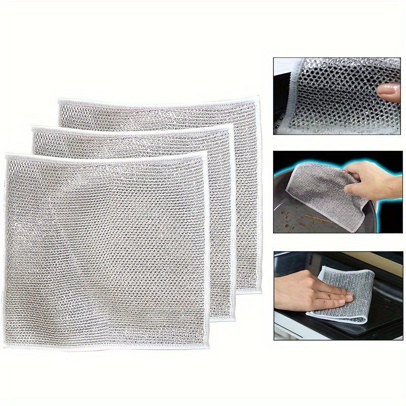 10pcs Steel Wire Cleaning Cloth, Dual-Sided Mesh Dishcloth, Non-Stick &  Easy To Clean, Strong & Durable For Home Kitchen