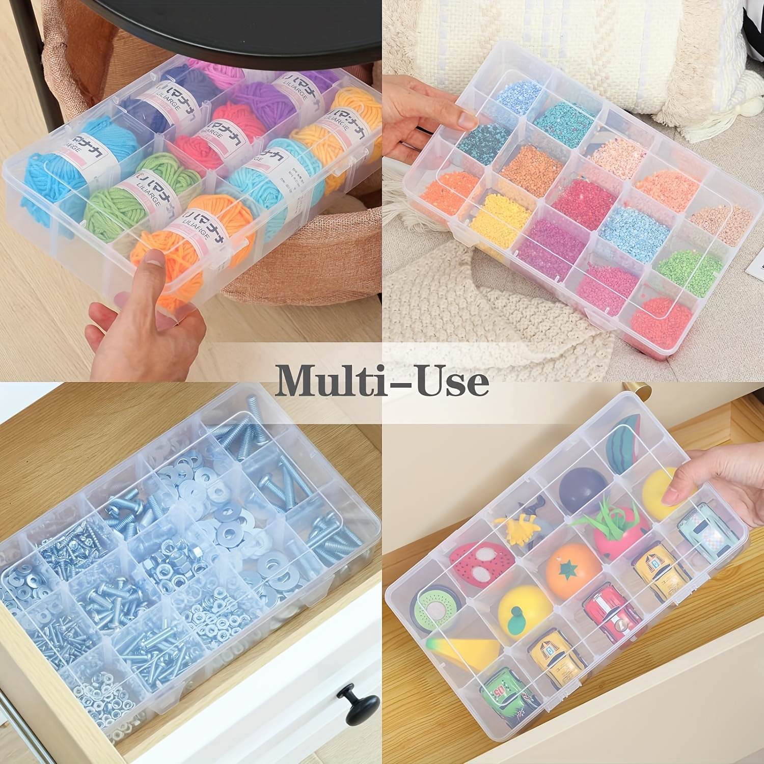 Large Grids Organizer Box for Washi Tape, 15 Compartments Storage