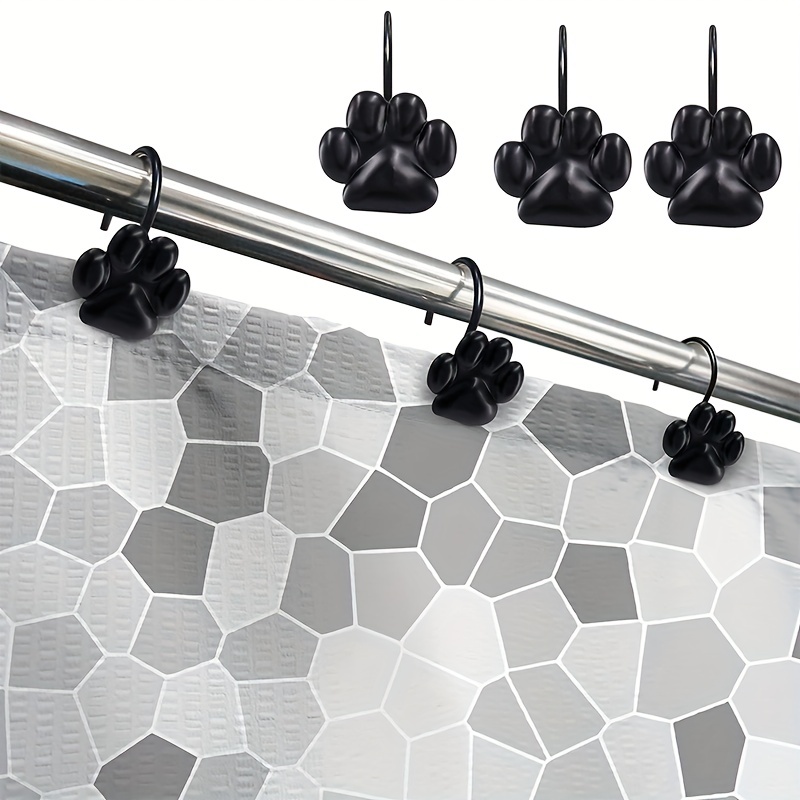 12pcs Cat Paw Print Shower Curtain Hook Bathroom Accessories
