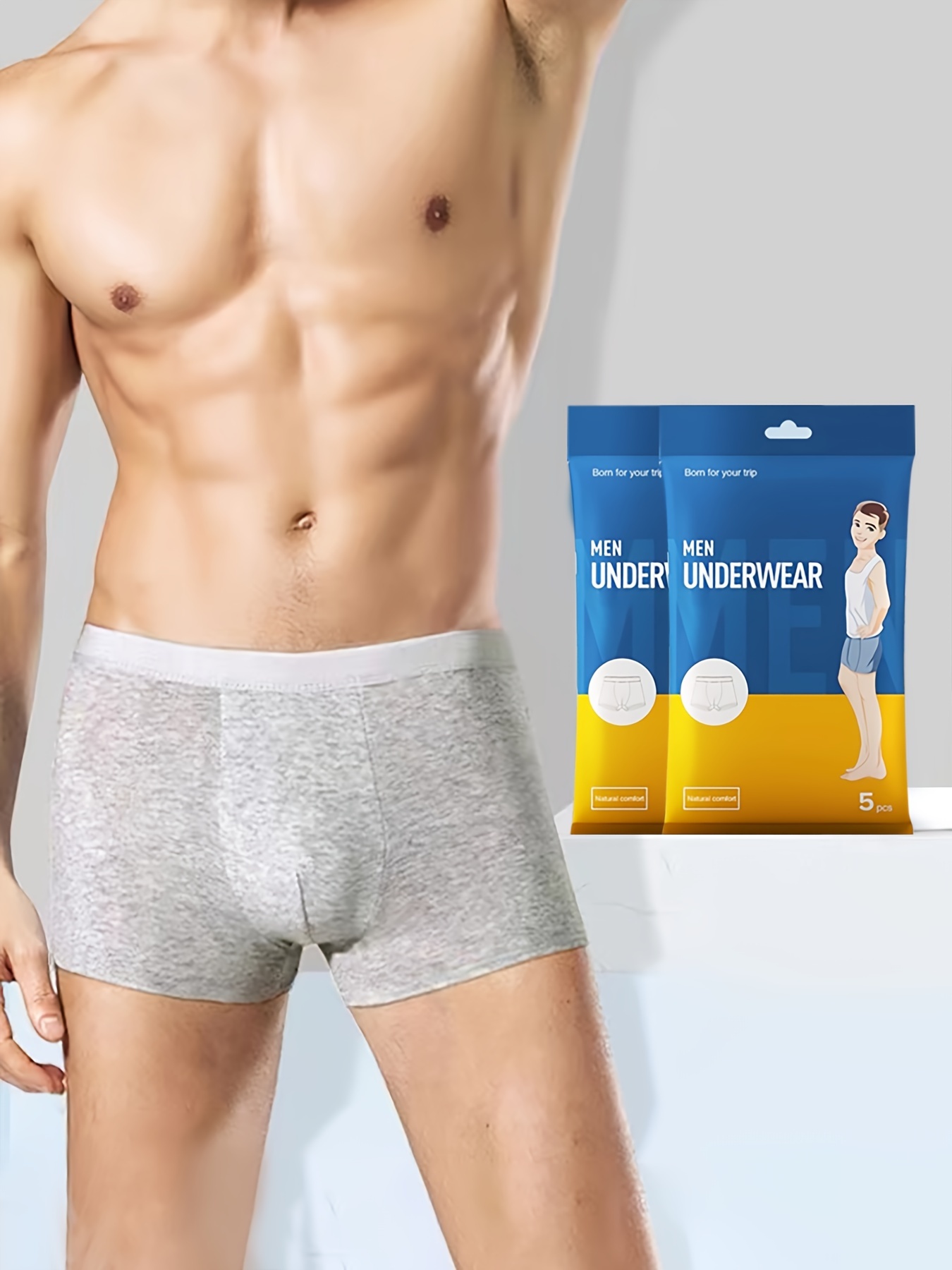 5pcs Men's Disposable Boxer Briefs Shorts, Cotton Breathable Comfy High  Stretch Boxer Trunks For Business Travel Outdoor, Men's Underwear