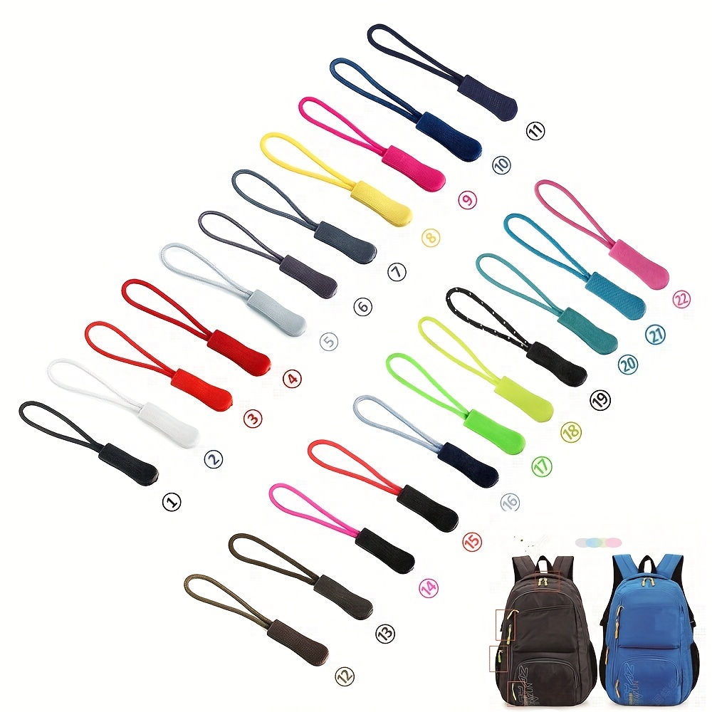 10pcs Replacement Zipper Pull Puller End Fit Rope Tag Clothing Zip Fixer  Broken Buckle Zip Cord Tab Bag Suitcase Backpack Tent