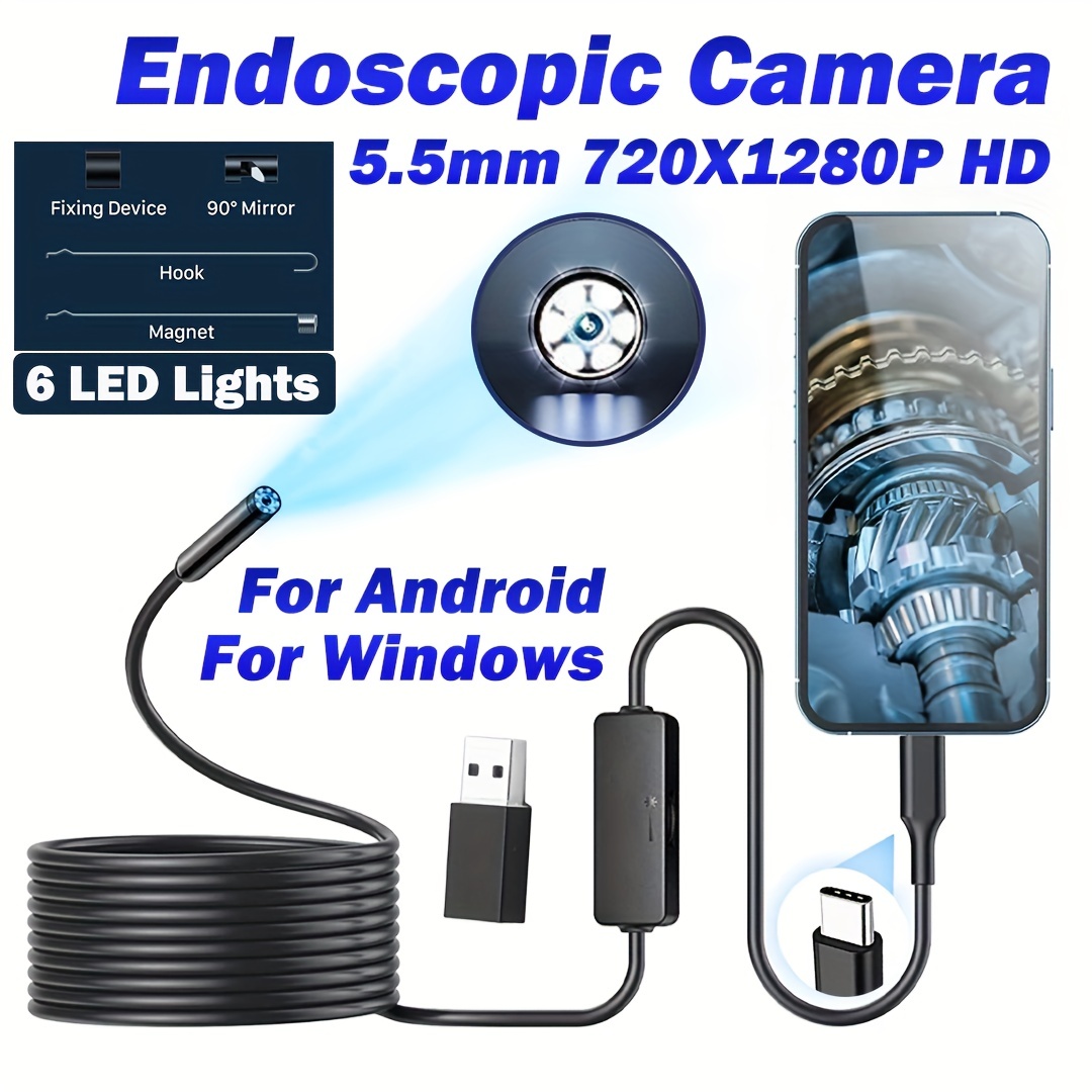 Étanche Usb Endoscope Endoscope Serpent Caméra d'Inspection Avec 6 Lumières  Led Téléphone Mobile