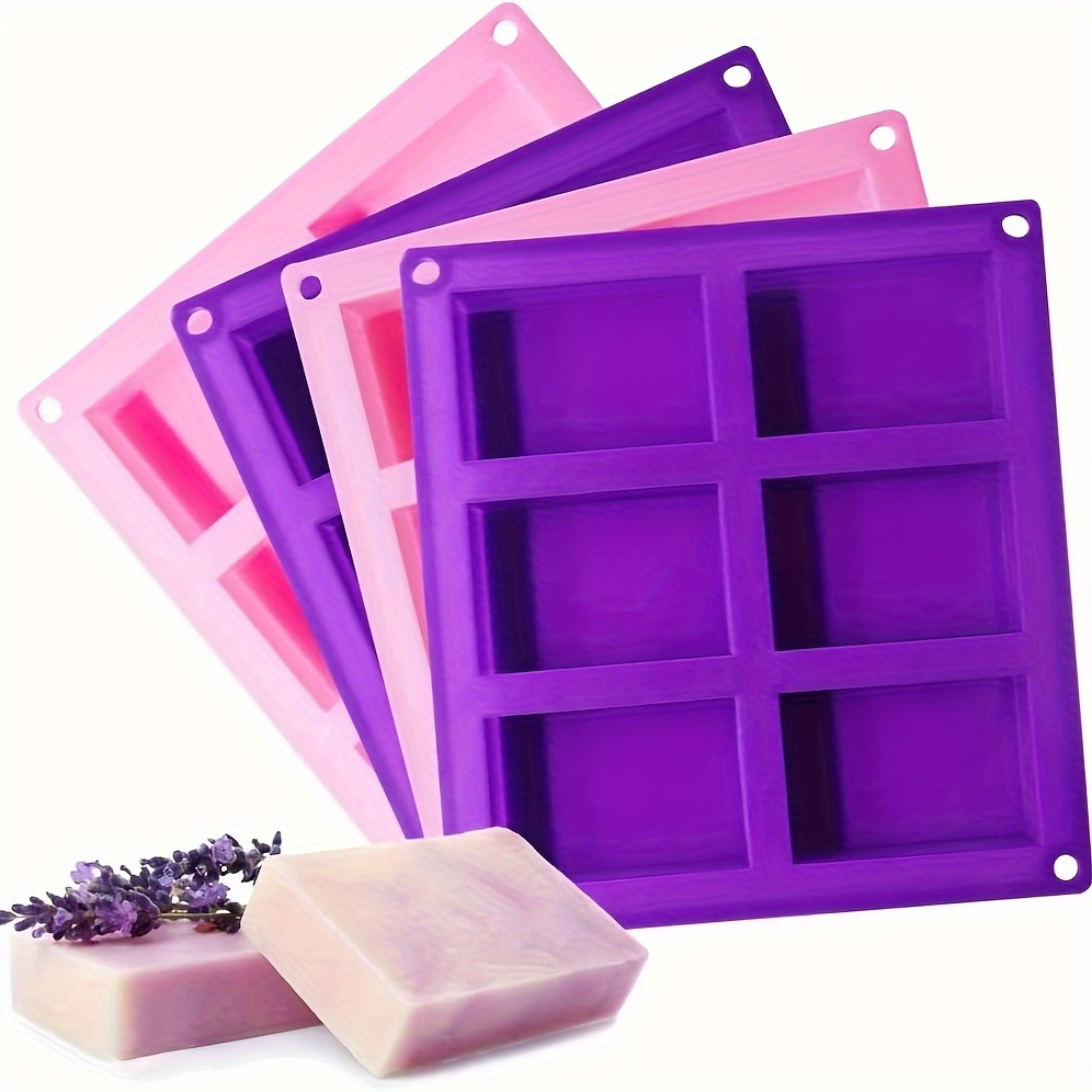 Silicone Molds,6 Cavities Handmade,silicone Soap Making,cake Bread Baking  Molds For Diy Crafts, Silicone Soap Molds For Homemade Craft Soap, Cake,  Rice Crispy, Chocolate ＆ Ice Cube Tray(purple ＆ ) - Temu