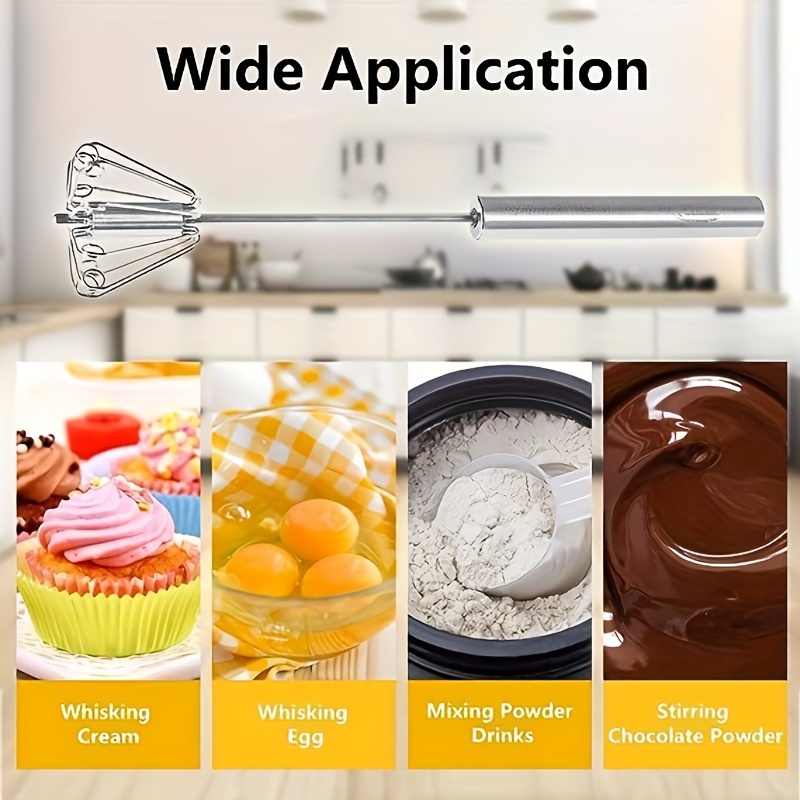 Stainless Steel Eggbeater,egg scrambler,hand mixer, Rotating Semi-Automatic  Eggbeater, Allows you to stir Easily Without Feeling Tired, Used for