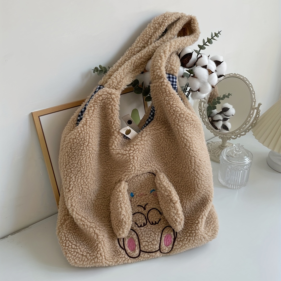 Strawberry Bunny Rabbit Plush Handbag Purse Furry Soft Kawaii Babe