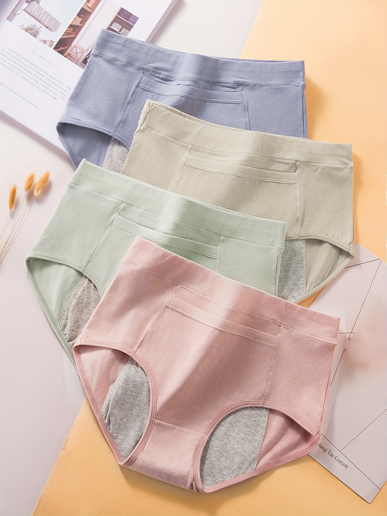 Underwear For Women Plus Size Menstrual Pocket Pocket High Waist Anti  Leakage Pants Panties,6 Pack 