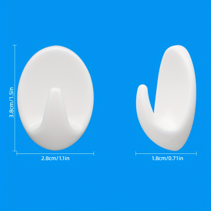 Plastic White Oval Hook Self Adhesive Wall Hook Punch Free - Temu