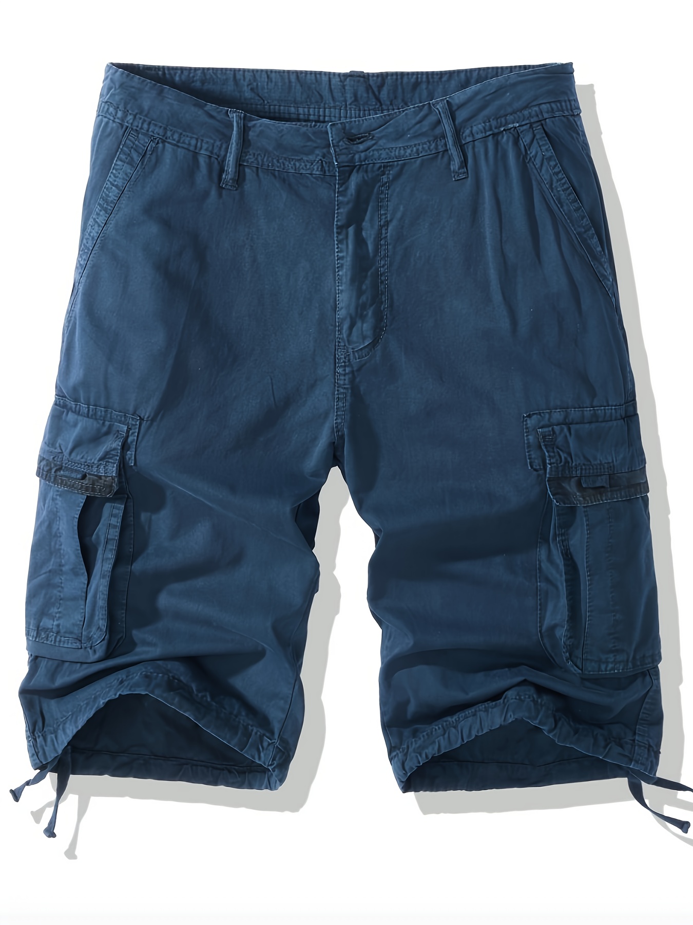 Solid Multi Pocket Cotton Shorts, Men's Cargo Shorts Summer Shorts,Casual,Temu