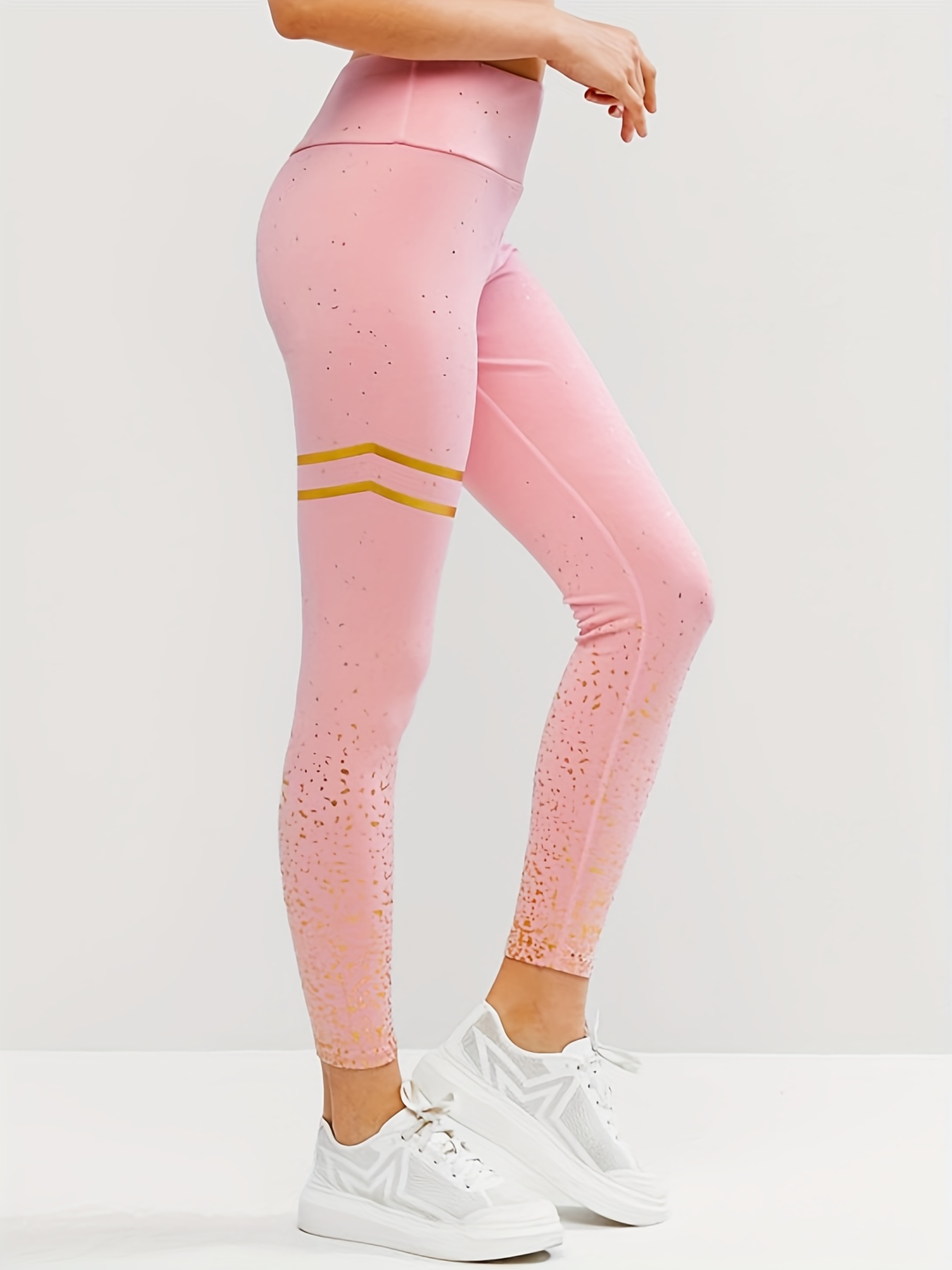 Women's Activewear: Golden Striped Print Slimming Yoga - Temu