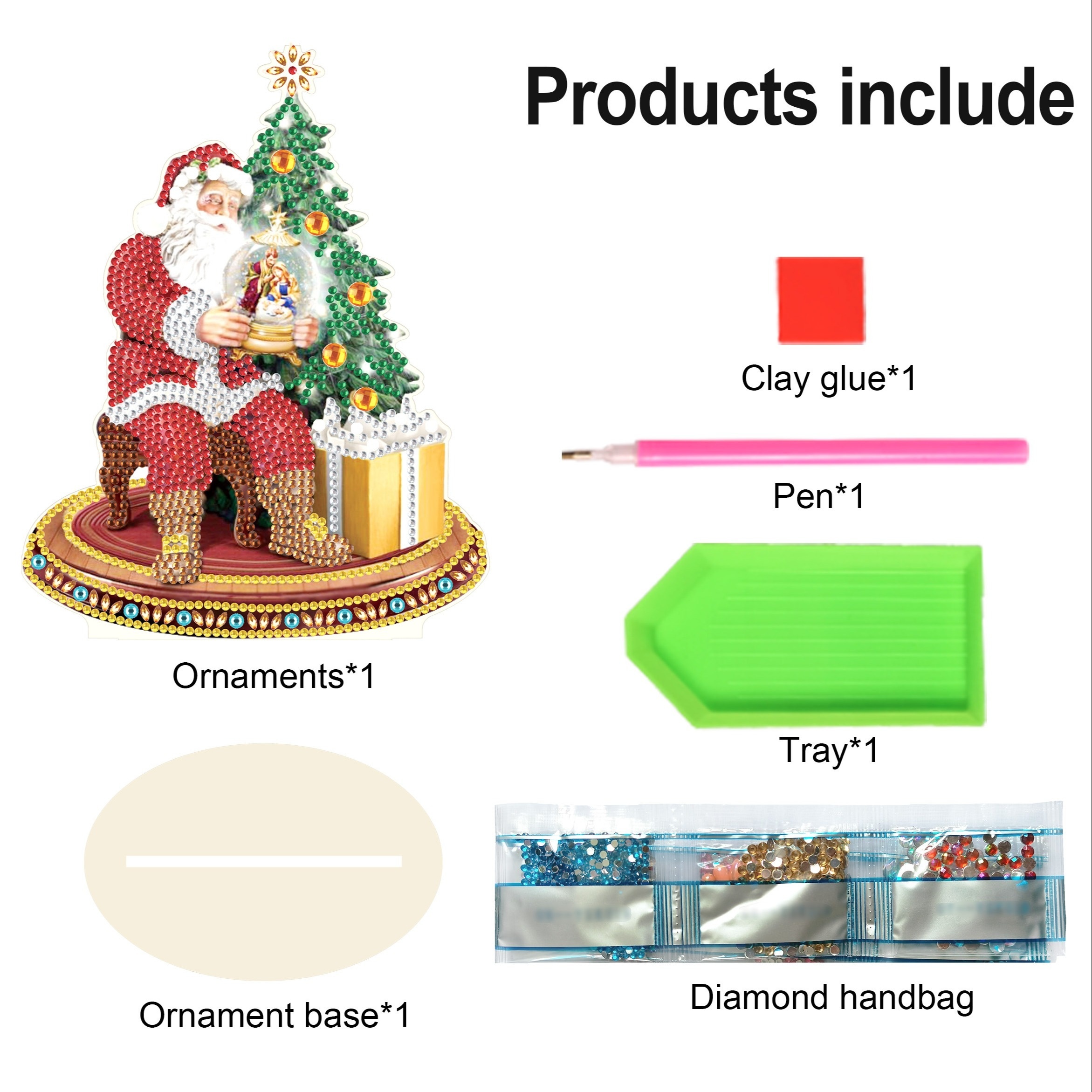 5D DIY Desktop Diamond Art Decor Xmas Tree Table Top Diamond Painting Kits  Santa