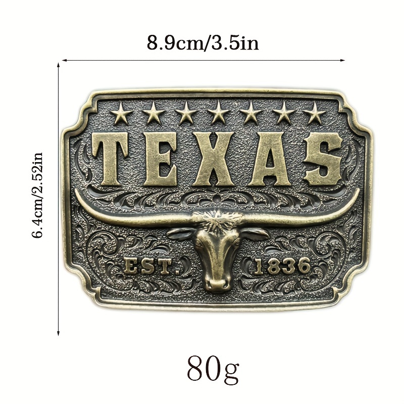 Zinc Alloy Texas Cow Head Pattern Belt Buckle, Western Cowboy Buckle For Men