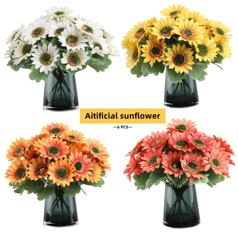 6pcs Girasoles Artificiales Falso Ramo De Flores - Temu