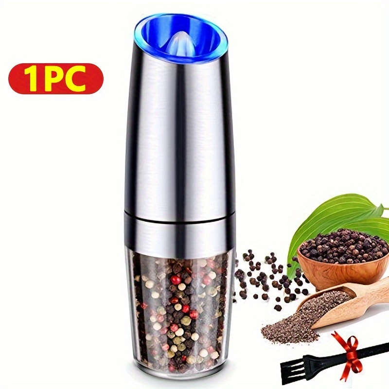 Tomeem Electric Salt and Pepper Grinder Set Stainless Steel Automatic One Hand Operation Adjustable Coarseness Mill Grinders Shakers & LED Light