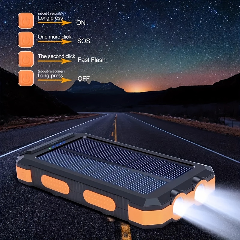 1pc 8000mAh Tragbares Solar Handy Akku Panel Ladegerät Mit - Temu Germany