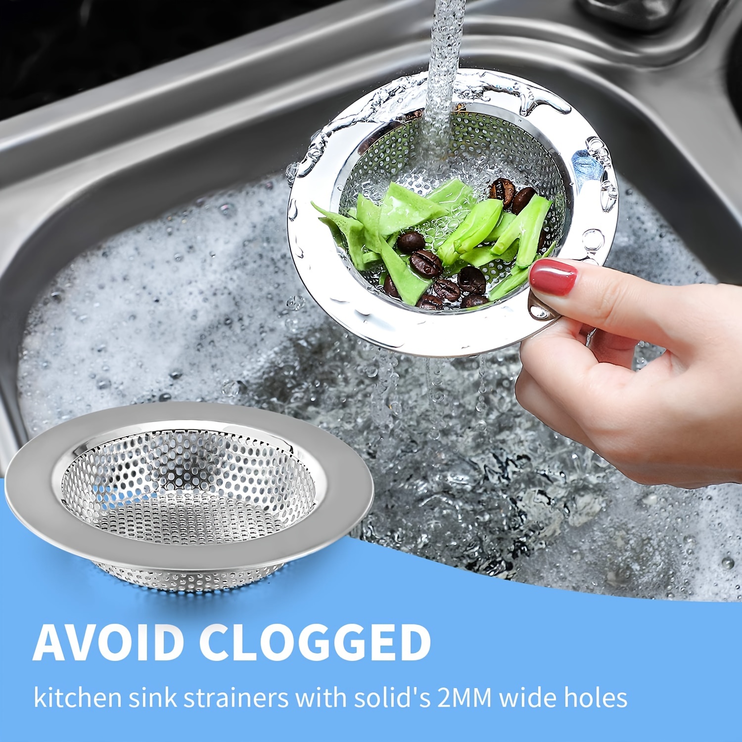 1Pc Stainless Steel Mesh Kitchen Sink Strainer Disposer Plug Drain