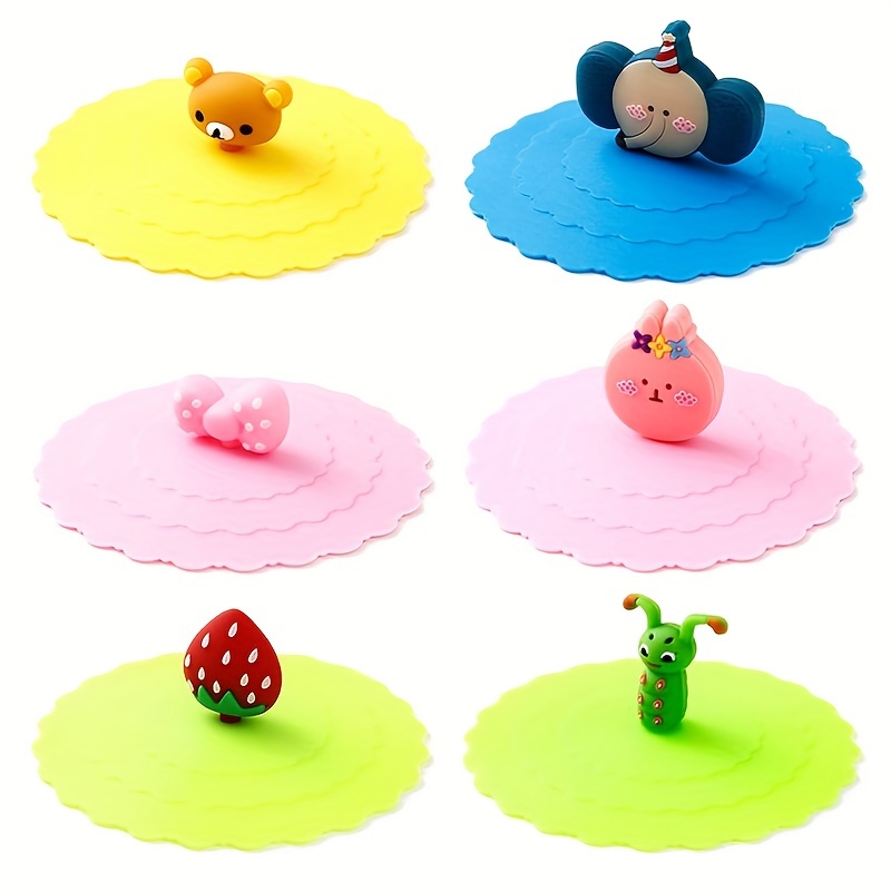 

5pcs Cartoon Silicone Cup Cover, Leak Proof And Dustproof Ceramic Tea Cup And Water Cup Cover, Multi-purpose Sealed And Fresh-keeping Cover Eid Al-adha Mubarak